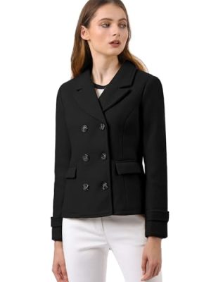 Women's Notched Lapel Double Breasted Pea Coat