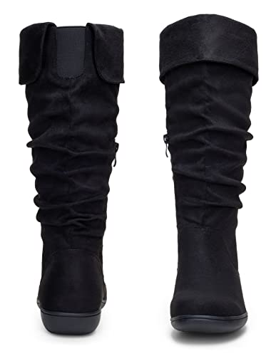 Women's 942 Knee High Boots Suede Slouch Flat Comfort Boots