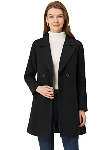 Women's Notched Lapel Double Breasted Raglan Winter Coats