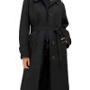 Womens Trench Coats Single Breasted Long Windproof Overcoat with Pockets and Belt