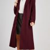 Women's Big Notch Lapel Single Breasted Mid-Long Wool Blend Coat