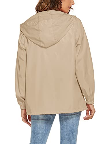 Womens Waterproof Raincoat Lightweight Breathable Rain Jacket Hooded Rain Coat Outdoor Active Windbreaker with Pocket