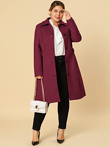 Women's Plus Size Single Breasted Belted Winter Long Coat