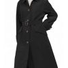 Womens Trench Coats Single Breasted Long Windproof Overcoat with Pockets and Belt