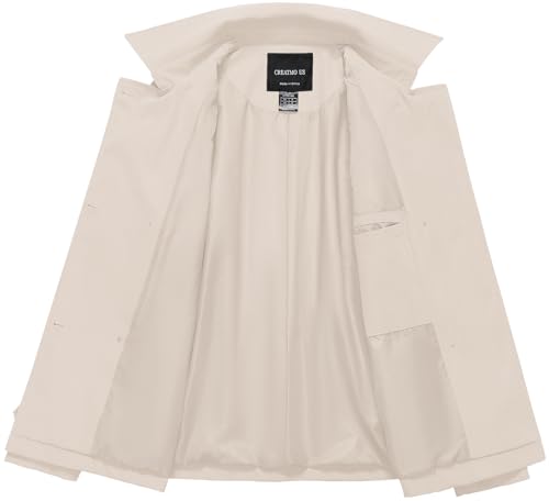 Women's Cropped Trench Coat Classic Double Breasted Lapel Jacket Water Repellent Outerwear