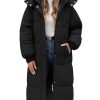 Women's Long Quilted Jacket Coat Winter Thicken Warm Puffer Jacket Fashion Hooded Zip Up Parka Outerwear with Pockets