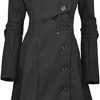 Long Trench Pea Coat for Women - Wool Winter Trench Coat Goth Lapel Peacoat Outwear Thick Hood Pea Jacket Trenchcoat
