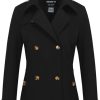 Women's Cropped Trench Coat Classic Double Breasted Lapel Jacket Water Repellent Outerwear