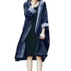 Women's Casual Hooded Denim Jacket Open Front Loose Fit Boyfriend Jean Long Trench Coat with Hood