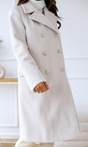 Women's Winter Jacket Double-Breasted Wool Blend Warm Long Trench Coat