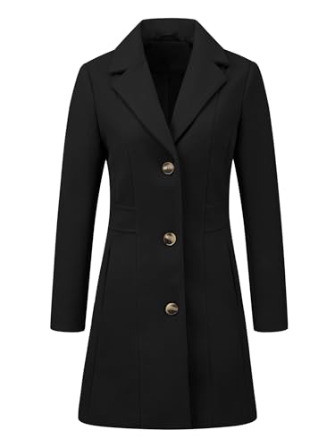 Women's Winter Pea Coat 2025 Fall Single Breasted Long Outerwear Trench Coats