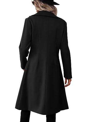 Womens Long Double Breasted Coats Lapel Collar Pea Coat Winter Slim Fit Jackets Trench Coat Outwear