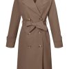 Women Trench Coats Loose Fit, Double Breasted Spring Fall Water Resistant Thin Long Jacket Belted Overcoat