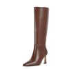 Knee High Boots for Women Pointed Square Toe Stiletto Heel Tall Boots High Heel Side Zipper Long Boots