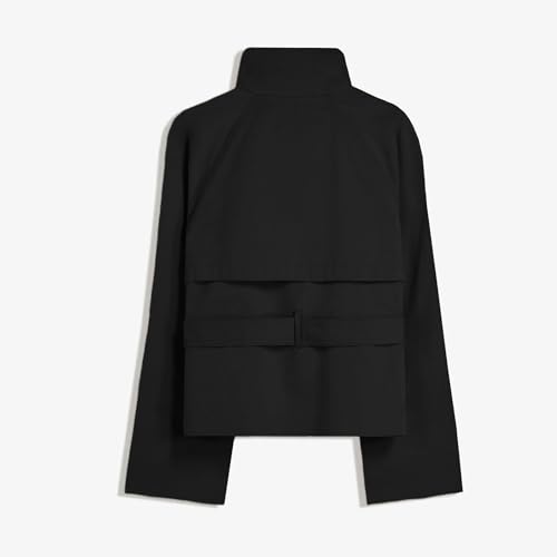 Women's Cropped Trench Coat Double Breasted Short Jacket High Collar Fall Winter Coats Trendy Outfit with Belt