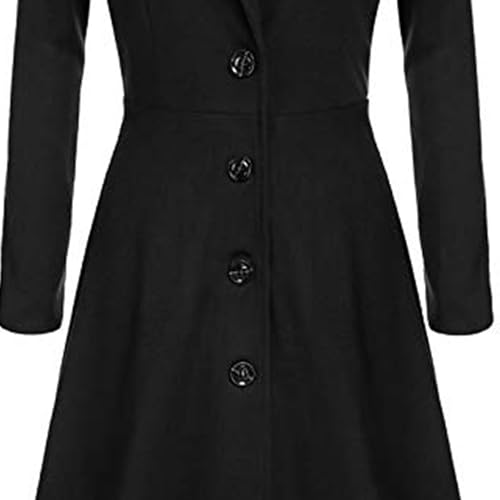 Women's Winter Warm Wool Dress Overcoat Notch Lapel Single Breasted Coat Elegant Lapel Long Trench Coat Jacket