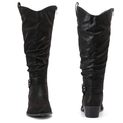 Women's Extra Wide Calf Knee High Boots, Wide Width Slouchy Knee-High Boots.