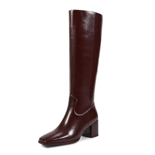 Knee High Boots for Women GoGo Boots with Chunky Heel, Square Toe and Side Zipper Design Fashion Dress Boots