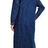 Womens Classic Jean Jacket Plus Size Loose Long Sleeve Button Down Denim Trench Coat