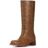 Women's Knee High Boots Wide Calf Boots Black Boots Square Toe Chunky Block Heel Long Boots Pull On Riding Boots Knight Boots