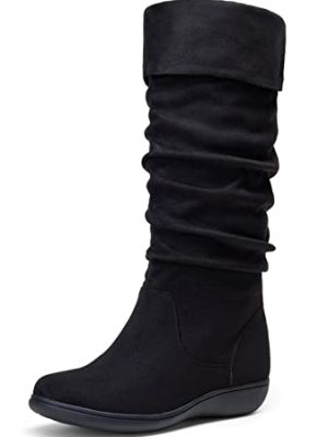 Women's 942 Knee High Boots Suede Slouch Flat Comfort Boots