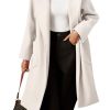 Womens Open Front Pea Coats Classic Lapel Long Trench Coats Loose Fall Winter Outwear with Pockets