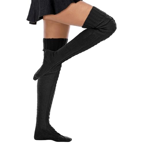 Women's Cable Knitted Boot Socks Extra Long Thigh High Winter Stockings Over Knee Leg Warmers