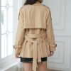 Women's Double Breasted Short Trench Coat Water-Resistant with Belt