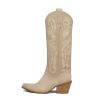 Knee High Boots Women Cowgirl Cowboy Western Fall Chunky Block High Heel Tall Long Fashion Boot Side Zipper