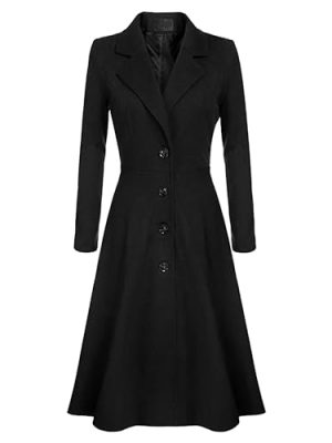 Women's Winter Warm Wool Dress Overcoat Notch Lapel Single Breasted Coat Elegant Lapel Long Trench Coat Jacket