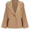 Women's Cropped Trench Coat Notch Lapel Long Sleeve Blazer Casual Short Jacket Fall Fashion Outerwear with Pockets