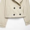 Women's Double-Breasted Short Trench Coat Solid Color Lapel Long Sleeve Jacket Lightweight Trendy Outerwear