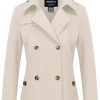 Women's Cropped Trench Coat Classic Double Breasted Lapel Jacket Water Repellent Outerwear