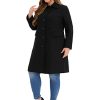 Plus Size Women Long Coats Peter Pan Collar Single Breasted with Pockets Trench Winter Long Peacoat