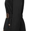 Women's Double Breasted Trench Coats Mid-Length Belted Overcoat Long Dress Jacket with Detachable Hood