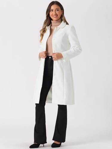Winter Trench Coat for Women Overcoat Peter Pan Collar Single Breasted Long Pea Coat