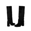 Women's Knee High Suede Square Toe Boots-Chunky Block Heeled Boots