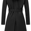 Women's Double Breasted Long Trench Coats Mid-Length Belted Overcoat Dress Jacket with Detachable Hood