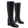 Wide Calf Knee High Boots for Women – Tall Fashion Boots with Side Zipper, Square Toe, Chunky Heel, Faux Leather Long Boots