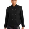 Winter Pea Coat for Women's Casual Stand Collar Short Cropped Double Breasted Jacket