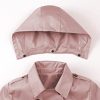 Women's Double Breasted Long Trench Coats Mid-Length Belted Overcoat Dress Jacket with Detachable Hood