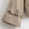 Women's Double Breasted Short Trench Coat Casual Lapel Long Sleeve Jacket Four Seasons Outerwear