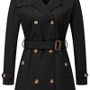 Women's Double Breasted Trench Coats Mid-Length Belted Overcoat Long Dress Jacket with Detachable Hood