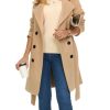 Trench Coat for Women – Double-Breasted Long Winter Faux Wool Coat