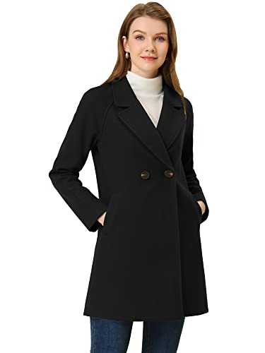 Women's Notched Lapel Double Breasted Raglan Winter Coats