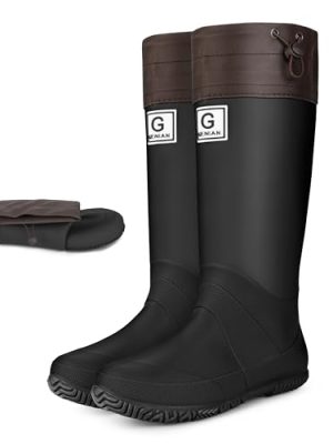 Wasserflux Women’s Mid-Calf Rain Boots – Waterproof Foldable Rubber Boots with Adjustable Cuff, Anti-Slip Sole, Lightweight for