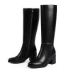 Knee High Boots for Women 2.56" Chunky Heel Round Toe Side Zipper Fall Winter Dress Tall Boots for Women