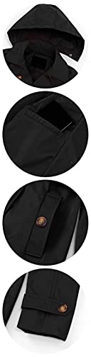 Women's Double Breasted Trench Coats Mid-Length Belted Overcoat Long Dress Jacket with Detachable Hood