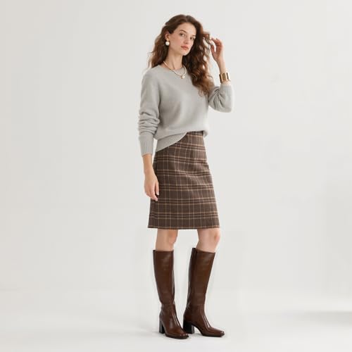 Women's Knee High Boots with Zipper Square Toe Chunky Heeled Tall Boots