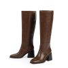 Women's Knee High Boots with Zipper Square Toe Chunky Heeled Tall Boots